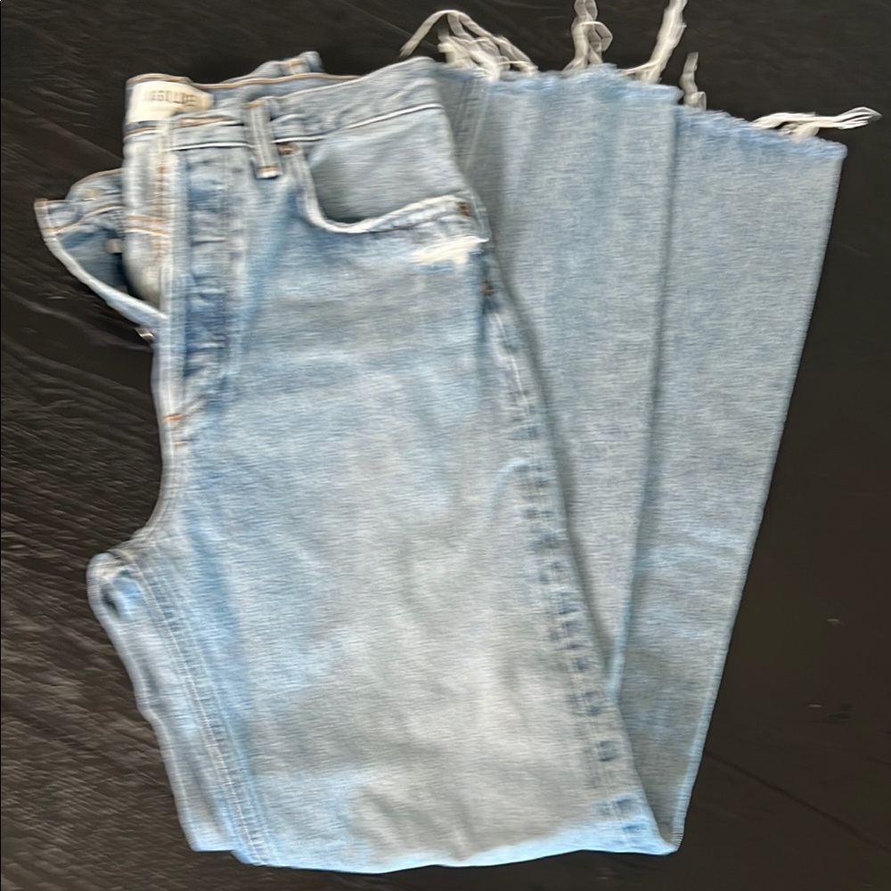 Agolde Light Blue Frayed Hem Jeans